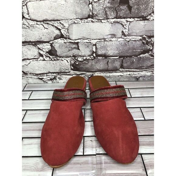 RoHo Red Suede Leather Slip On Beaded Strap Mules Shoes Women’s Sz 43EU/12M US - Picture 14 of 16
